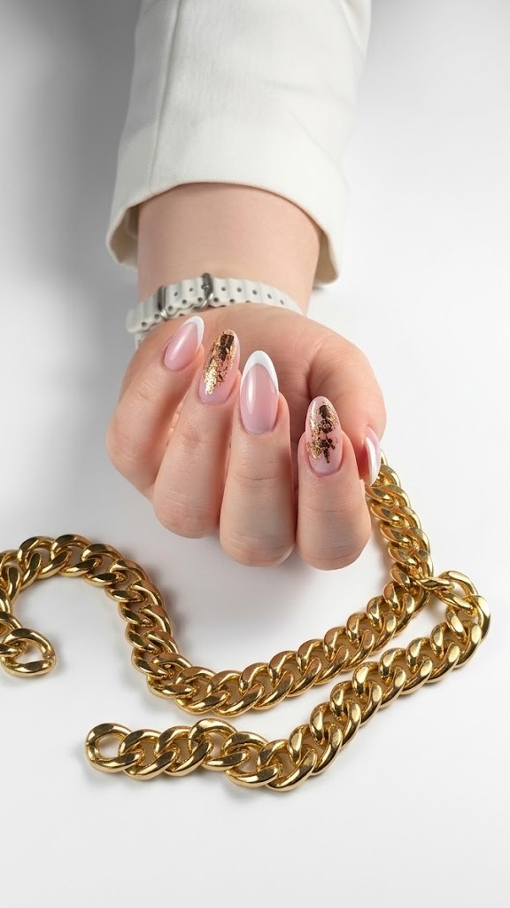 Red French tip nails with cherry design by Paula Szumacher in Suffolk